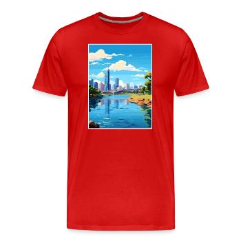 Brisbane Australie Vintage voyage affiche Souvenir - T-shirt bio Premium Homme - rouge - Devant - Damien (186cm)