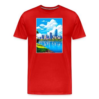 Brisbane Australie Vintage voyage affiche Souvenir - T-shirt bio Premium Homme - rouge - Devant - Damien (186cm)