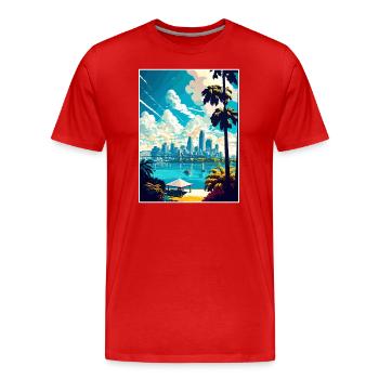 Brisbane Australie Vintage voyage affiche Souvenir - T-shirt bio Premium Homme - rouge - Devant - Damien (186cm)