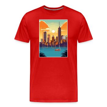 Brisbane Australie Vintage voyage affiche Souvenir - T-shirt bio Premium Homme - rouge - Devant - Damien (186cm)