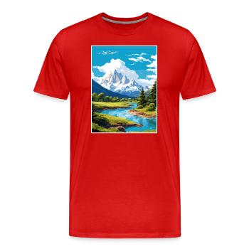 San Martin De Los Andes Vintage voyage affiche WPA - T-shirt bio Premium Homme - rouge - Devant - Damien (186cm)