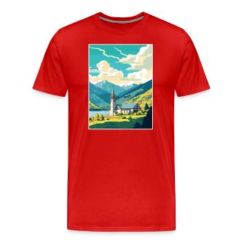 San Martin De Los Andes Vintage voyage affiche WPA - T-shirt bio Premium Homme - rouge - Devant - Damien (186cm)