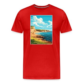 Valdes Halbinsel Argentinien Vintage Reiseposter - Männer Premium Bio T-Shirt - Rot - Vorne - Damien (186cm)