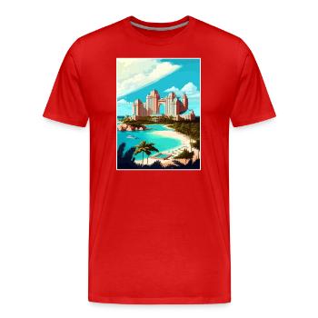 Atlantis Paradise Caraïbes Vintage Affiche de voyage - T-shirt bio Premium Homme - rouge - Devant - Damien (186cm)