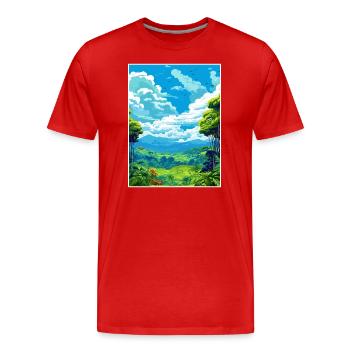 Amazone Regenwald Vintage Reiseposter Souvenir - Männer Premium Bio T-Shirt - Rot - Vorne - Damien (186cm)