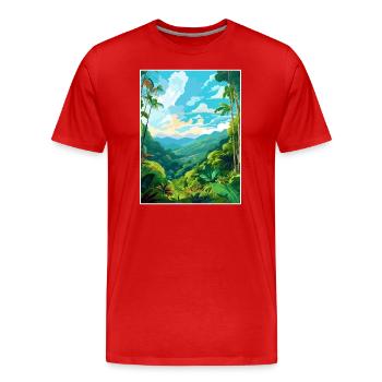 Amazone Regenwald Vintage Reiseposter Souvenir - Männer Premium Bio T-Shirt - Rot - Vorne - Damien (186cm)