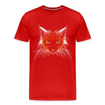 Tête de chat orange - T-shirt bio Premium Homme - rouge - Devant - Damien (186cm)