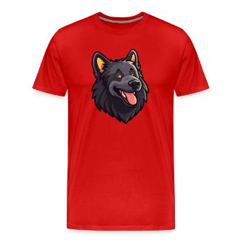 Belgischer Schäferhund Hunderasse Aquarell Karikatur Kawa - Männer Premium Bio T-Shirt - Rot - Vorne - Damien (186cm)