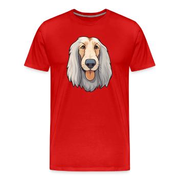 Lévrier afghan chien race aquarelle dessin animé Kawaii C - T-shirt bio Premium Homme - rouge - Devant - Damien (186cm)