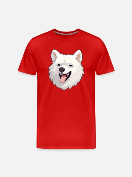 Japansk Spitz Dog Breed Akvarel Tegneserie Kawaii - Herre Premium T-shirt økologisk - rød