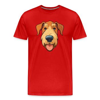 Airedale Terrier Dog Breed Watercolor Cartoon Kawa - Men's Premium Organic T-Shirt - red - Front - Damien (186cm)