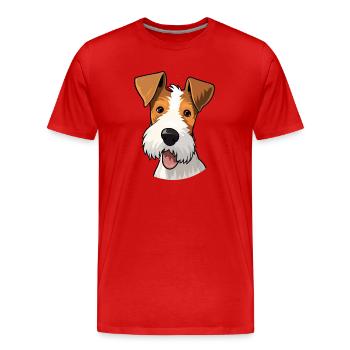 Draht Foxterrier Hunderasse Aquarell Karikatur Kawa - Männer Premium Bio T-Shirt - Rot - Vorne - Damien (186cm)