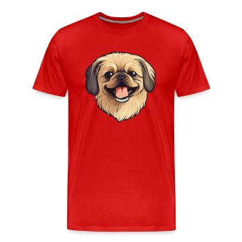 Pékin chien race aquarelle dessin animé Kawaii Clip - T-shirt bio Premium Homme - rouge - Devant - Damien (186cm)