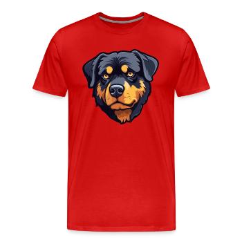 Rottweiler chien race aquarelle dessin animé kawaii cli - T-shirt bio Premium Homme - rouge - Devant - Damien (186cm)