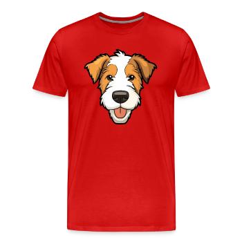Draht Foxterrier Hunderasse Aquarell Karikatur Kawa - Männer Premium Bio T-Shirt - Rot - Vorne - Damien (186cm)
