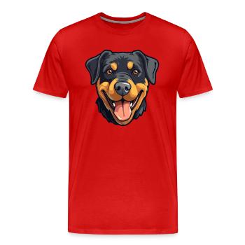 Rottweiler chien race aquarelle dessin animé kawaii cli - T-shirt bio Premium Homme - rouge - Devant - Damien (186cm)