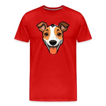 Glatte Foxterrier-Hunderasse Aquarell-Karikatur Ka - Männer Premium Bio T-Shirt - Rot - Vorne - Damien (186cm)