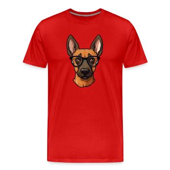 Belgian Malinois Dog Breed Watercolor Cartoon Kawa - Men's Premium Organic T-Shirt - red - Front - Damien (186cm)