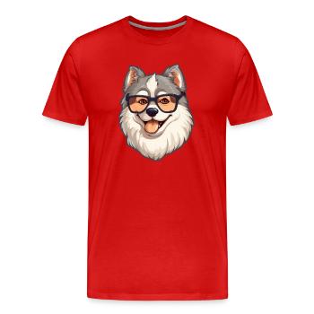 Alaskan Malamute Dog Breed Watercolor Cartoon Kawa - Men's Premium Organic T-Shirt - red - Front - Damien (186cm)