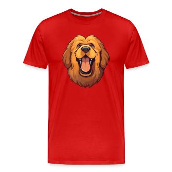 Tibetischer Mastiff Hunderasse Aquarell Karikatur Kawai - Männer Premium Bio T-Shirt - Rot - Vorne - Damien (186cm)