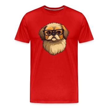 Pékin chien race aquarelle dessin animé Kawaii Glas - T-shirt bio Premium Homme - rouge - Devant - Damien (186cm)