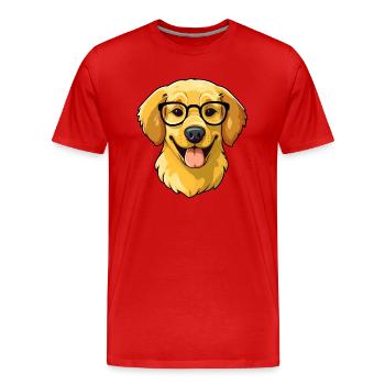 Golden Retriever Dog Breed Watercolor Cartoon Kawa - Men's Premium Organic T-Shirt - red - Front - Damien (186cm)
