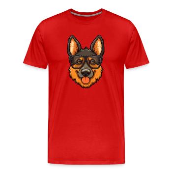 German Shepherd Dog Breed Watercolor Cartoon Kawai - Men's Premium Organic T-Shirt - red - Front - Damien (186cm)