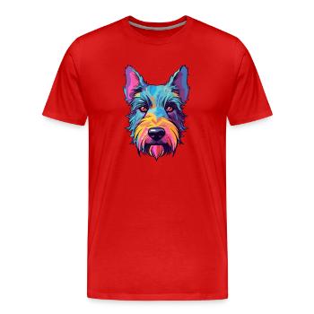 Scottish Terrier Dog Breed Watercolor Cartoon Kawa - Men's Premium Organic T-Shirt - red - Front - Damien (186cm)