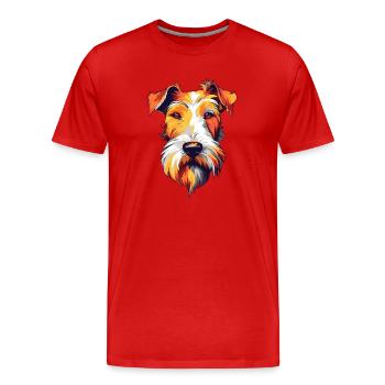 Draht Foxterrier Hunderasse Aquarell Karikatur Kawa - Männer Premium Bio T-Shirt - Rot - Vorne - Damien (186cm)