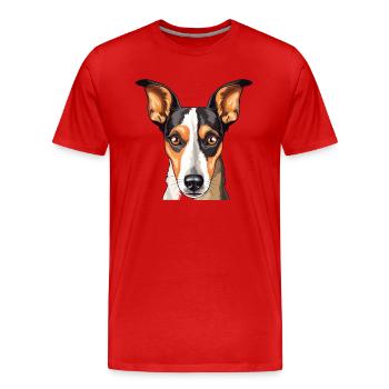 Glatte Foxterrier-Hunderasse Aquarell-Karikatur Ka - Männer Premium Bio T-Shirt - Rot - Vorne - Damien (186cm)