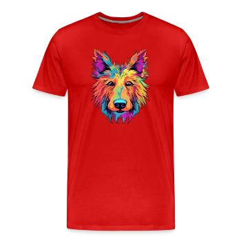 Berger Picard Hunderasse Aquarell Karikatur Kawaii - Männer Premium Bio T-Shirt - Rot - Vorne - Damien (186cm)