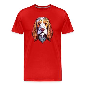 Basset Griffon Vendéen race chien aquarelle Cartoo - T-shirt bio Premium Homme - rouge - Devant - Damien (186cm)