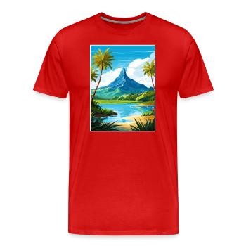 Bora Französisch-Polynesien Vintage Reiseposter - Männer Premium Bio T-Shirt - Rot - Vorne - Damien (186cm)