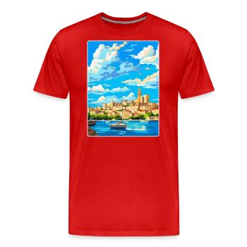 San Antonio Spanien Vintage Reiseplakat Souvenir - Männer Premium Bio T-Shirt - Rot - Vorne - Damien (186cm)