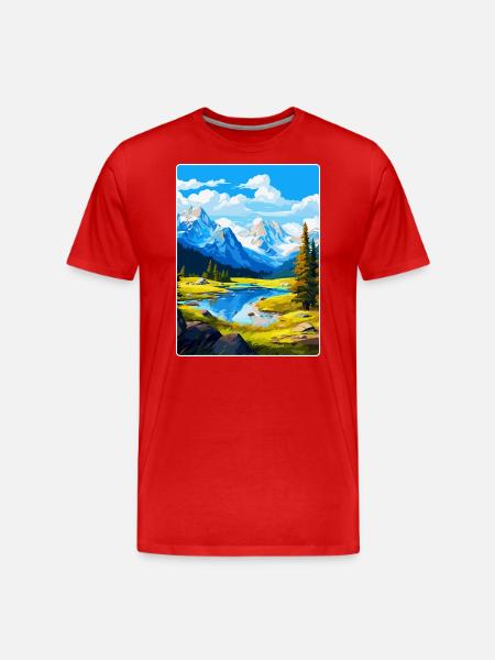Affiche de voyage vintage du parc national d’Ecrins France - T-shirt bio Premium Homme - rouge
