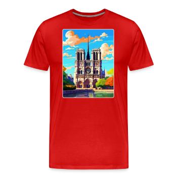 Notre Dame France Vintage Travel Poster Souvenir - Men's Premium Organic T-Shirt - red - Front - Damien (186cm)