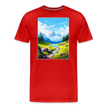 Parc national de la Vanoise France Affiche de voyage vintage - T-shirt bio Premium Homme - rouge - Devant - Damien (186cm)