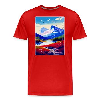 Skandinavische Berge Norwegen Reiseposter WPA - Männer Premium Bio T-Shirt - Rot - Vorne - Damien (186cm)