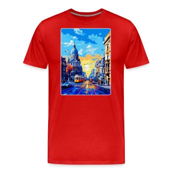 Bukarest Rumänien Vintage Reiseplakat Souvenir - Männer Premium Bio T-Shirt - Rot - Vorne - Damien (186cm)