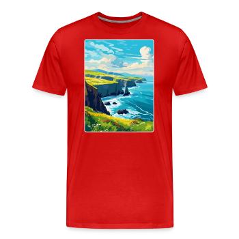 Dingle Halbinsel Irland Vereinigtes Königreich Vintage Reiseposter - Männer Premium Bio T-Shirt - Rot - Vorne - Damien (186cm)