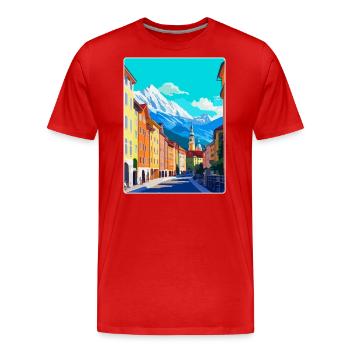 Innsbruck Österreich Vintage Reiseplakat Souvenir - Männer Premium Bio T-Shirt - Rot - Vorne - Damien (186cm)