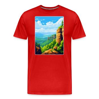 Montagne de grès de l’Elbe Allemagne Affiche de voyage WPA - T-shirt bio Premium Homme - rouge - Devant - Damien (186cm)