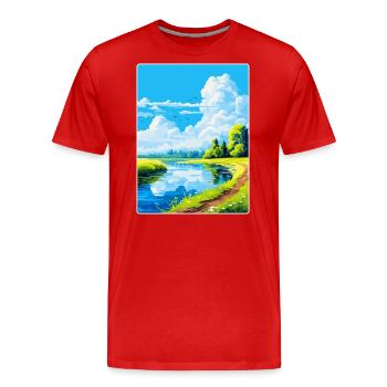 Donau Auen Deutschland Vintage Reiseplakat Souvenir - Männer Premium Bio T-Shirt - Rot - Vorne - Damien (186cm)
