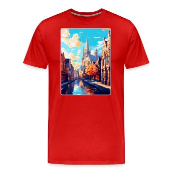 Gent Belgien Vintage Reiseplakat WPA Souvenir - Männer Premium Bio T-Shirt - Rot - Vorne - Damien (186cm)