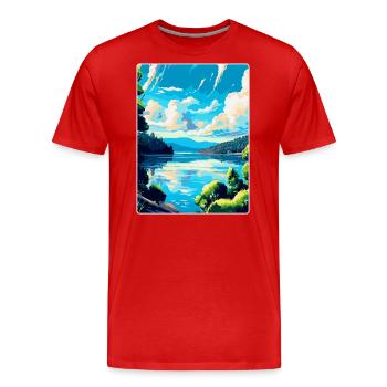 Souvenir de l’affiche de voyage vintage de l’Europe sur le Danube - T-shirt bio Premium Homme - rouge - Devant - Damien (186cm)