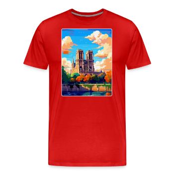 Notre Dame France Vintage Travel Poster Souvenir - Men's Premium Organic T-Shirt - red - Front - Damien (186cm)