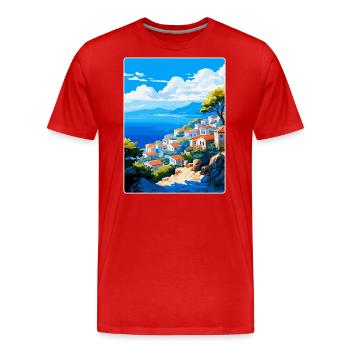 Hydra Greece Vintage Travel Poster WPA Souvenir - Men's Premium Organic T-Shirt - red - Front - Damien (186cm)