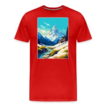 Chamonix France Vintage Travel Poster Souvenir WPA - Men's Premium Organic T-Shirt - red - Front - Damien (186cm)