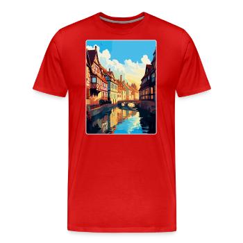 Colmar France Affiche de voyage vintage WPA Souvenir - T-shirt bio Premium Homme - rouge - Devant - Damien (186cm)