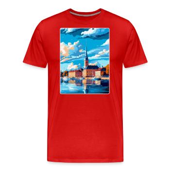 Jonköping Suède Affiche de voyage vintage souvenir - T-shirt bio Premium Homme - rouge - Devant - Damien (186cm)